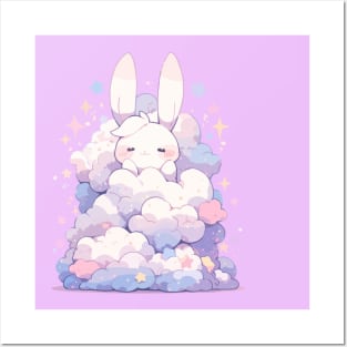 Cute Fluffy Clouds Baby Bunny Kawaii Princess Posters and Art